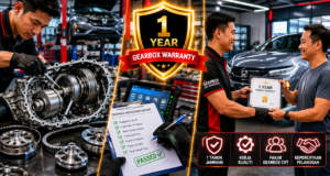 Pelanggan menerima sijil jaminan 1 tahun selepas pembaikan gearbox CVT Honda di bengkel specialist gearbox Malaysia.